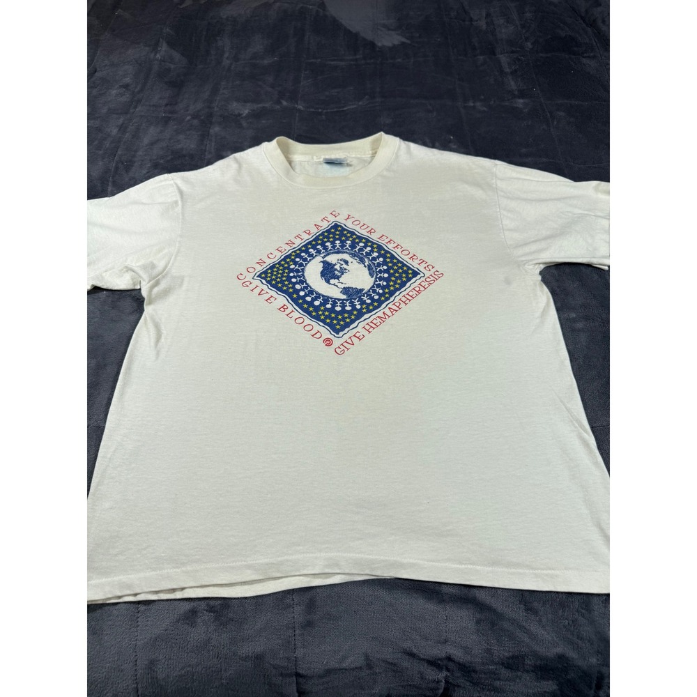 Vintage Hanes Heavyweight 50/50 T Shirt Adult‎ L Concentrate Blood Drive